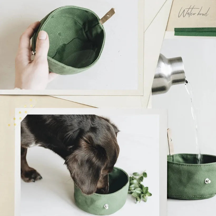 Folding Dog Bowl Canvas - Portable Travel Pet Feeder