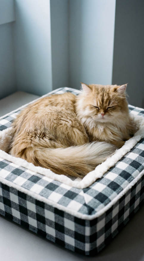 Premium Dog Bed - Plaid Design Washable Pet Cushion