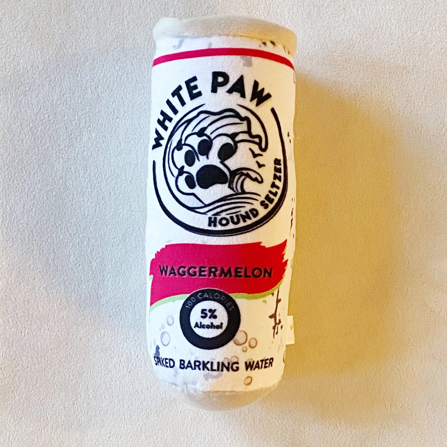 White Paw Bark Dog Toy - Soft Plush Squeaky Bottle Toy