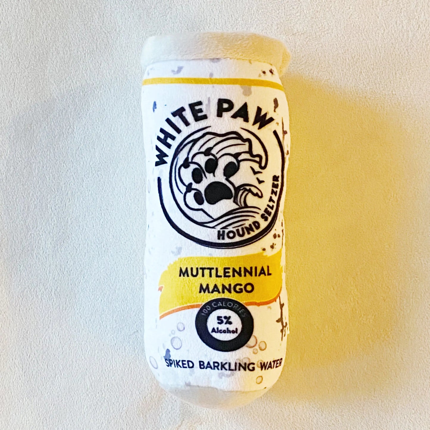 White Paw Bark Dog Toy - Soft Plush Squeaky Bottle Toy