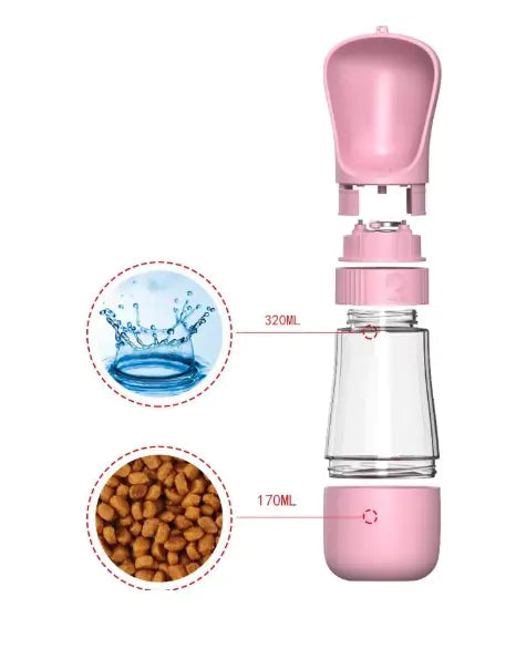 2-in-1 Dog Water Bottle - Portable Travel Dispenser
