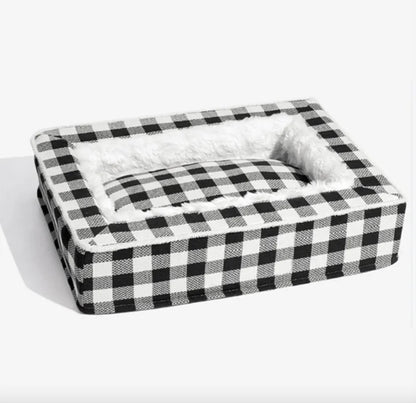 Premium Dog Bed - Plaid Design Washable Pet Cushion