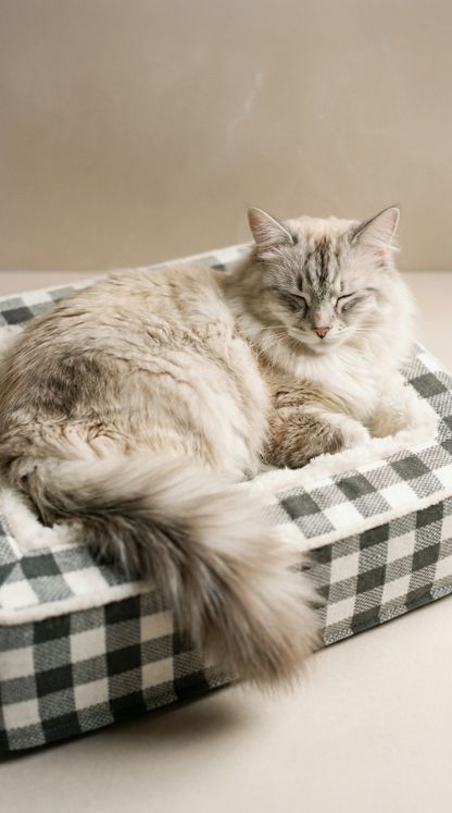 Premium Dog Bed - Plaid Design Washable Pet Cushion